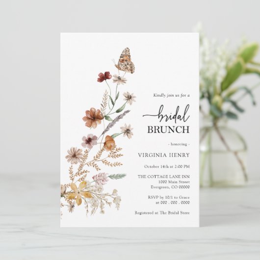 Boho Bridal Brunch Einladung (Stehend Vorderseite)