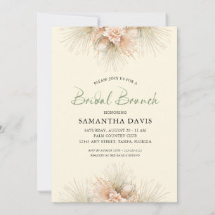 Boho Bridal Brunch mit grün getrockneten Palmen Einladung