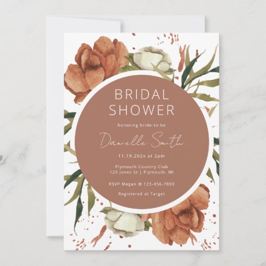 Boho Bridal Dusche Einladung mit Wüste Florals (Vorderseite)