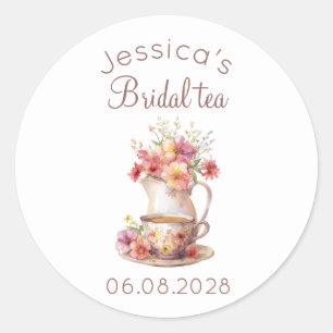 Boho Bridal Tea Floral Vintages Brautparty Runder Aufkleber