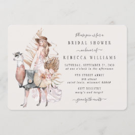 Boho Bride und Llama Brautparty Einladung