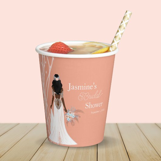 Boho Bridge mit Perlen und Blume Brautparty Pappbecher