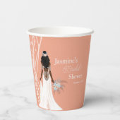 Boho Bridge mit Perlen und Blume Brautparty Pappbecher (Rückseite)