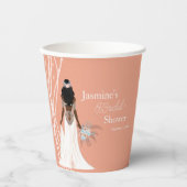 Boho Bridge mit Perlen und Blume Brautparty Pappbecher (Vorderseite)