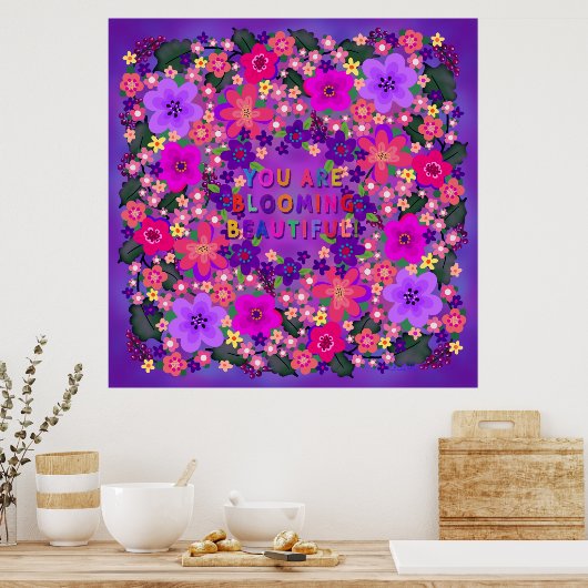 Boho Bright Big Beautiful Blume Poster (Küche)
