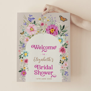 Boho Bright Blume Brautparty Willkommen Poster