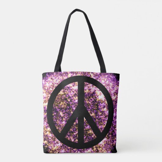 Boho Bright Blurry Funkelnd Neonlicht Lights Peace Tasche (Rückseite)