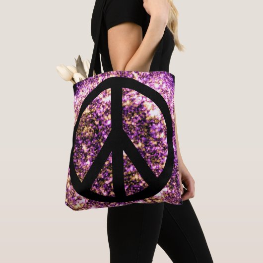 Boho Bright Blurry Funkelnd Neonlicht Lights Peace Tasche (Von Nahem)