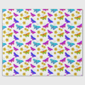 Boho Bright Butterfets farbenfroher Retro Spring Geschenkpapier (Flach)
