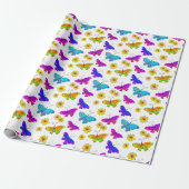 Boho Bright Butterfets farbenfroher Retro Spring Geschenkpapier (Ungerollt)