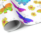 Boho Bright Butterfets farbenfroher Retro Spring Geschenkpapier (Rolleneckpunkt)