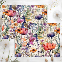 BOHO BRIGHT SPRING FLORAL MEADOW DECOUPAGE SEIDENPAPIER