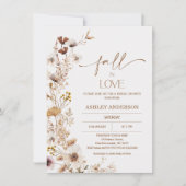 Boho Brown Beige Fall Floral Brautparty Einladung (Vorderseite)