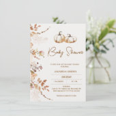 Boho Brown Beige Pumpkin Baby Shower Einladung (Stehend Vorderseite)