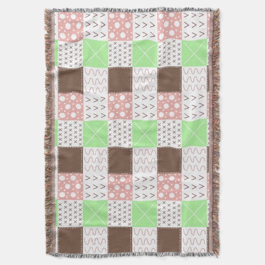 Boho Brown, Burgund, Green und Mauve Whimsical Decke (Vorderseite Vertikal)