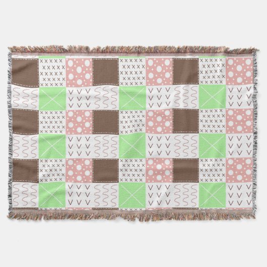 Boho Brown, Burgund, Green und Mauve Whimsical Decke (Vorderseite)