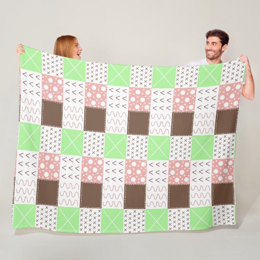 Boho Brown, Burgund, Green und Mauve Whimsical Fleecedecke (Beispiel)