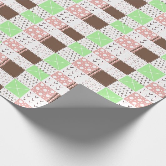 Boho Brown, Burgund, Green und Mauve Whimsical Geschenkpapier (Ecke)