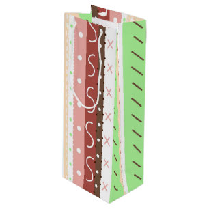 Boho Brown, Burgund, Green und Mauve Whimsical Geschenktüte Für Weinflaschen