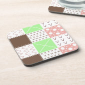 Boho Brown, Burgund, Green und Mauve Whimsical Getränkeuntersetzer (Linke Seite)