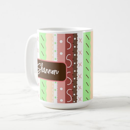 Boho Brown, Burgund, Green und Mauve Whimsical Kaffeetasse (Vorderseite Links)