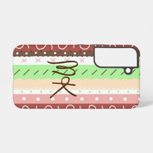 Boho Brown, Burgund, Green und Mauve Whimsical Samsung Galaxy Hülle (Rückseite (Horizontal))