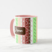 Boho Brown, Burgund, Green und Mauve Whimsical Tasse (Vorderseite Links)