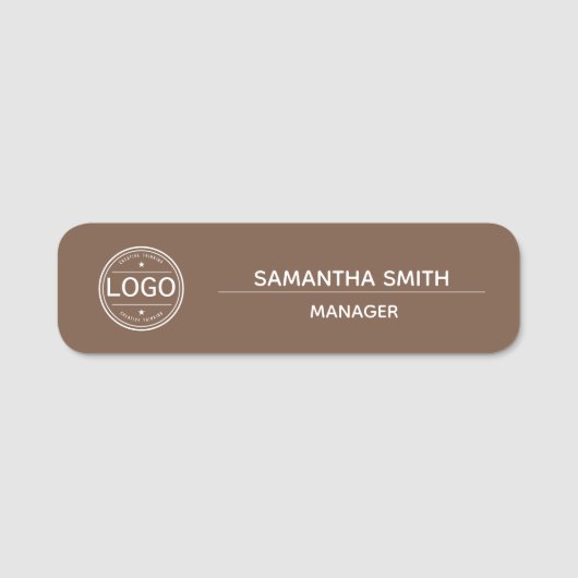 Boho Brown Business Logo Employee Namensschild (Vorderseite)