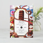 Boho Brown Chocolate Birthday Einladung (Stehend Vorderseite)