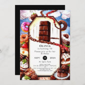 Boho Brown Chocolate Birthday Einladung (Vorne/Hinten)
