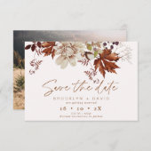 Boho Brown Fall Floral Wedding Save the Date Card Einladung (Vorne/Hinten)