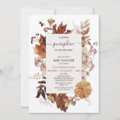Boho Brown Fall Little Pumpkin Baby Shower Einladung (Vorderseite)