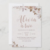 Boho Brown Floral Birthday Einladung (Vorderseite)