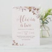 Boho Brown Floral Birthday Einladung (Stehend Vorderseite)