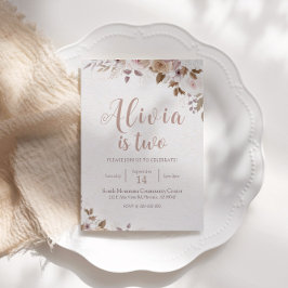 Boho Brown Floral Birthday Einladung