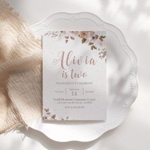 Boho Brown Floral Birthday Einladung