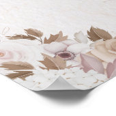 Boho Brown Floral Birthday Poster (Ecke)