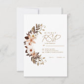 Boho Brown Floral RSVP Karte (Vorderseite)