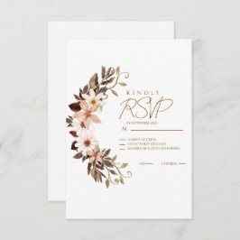 Boho Brown Floral  RSVP Karte