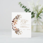Boho Brown Floral RSVP Karte (Stehend Vorderseite)