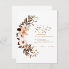 Boho Brown Floral RSVP Karte