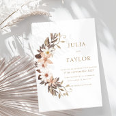 Boho Brown Floral Wedding Invitation Einladung