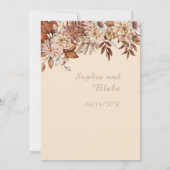 Boho Brown Floral Winter Champagne Wedding Einladung (Rückseite)