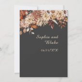 Boho Brown Floral Winter Pebble Gray Wedding Einladung (Rückseite)