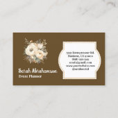Boho Brown Gold Floral Business Card Visitenkarte (Rückseite)