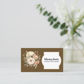 Boho Brown Gold Floral Business Card Visitenkarte (Stehend Vorderseite)