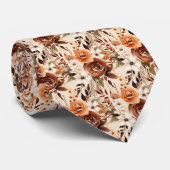 Boho Brown Gold Floral Watercolor Blume Hochzeit Krawatte (Gerollt)