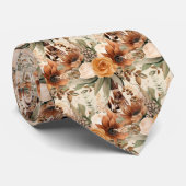 Boho Brown Gold Floral Watercolor Blume Hochzeit Krawatte (Gerollt)