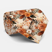 Boho Brown Gold Floral Watercolor Blume Hochzeit Krawatte (Gerollt)