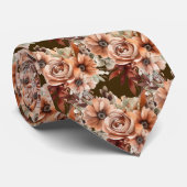 Boho Brown Gold Floral Watercolor Blume Hochzeit Krawatte (Gerollt)